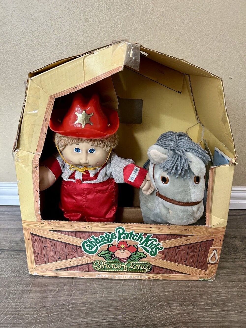 Cabbage Patch Kids Show Pony 16in Boy Doll & Plush Pony Set w/ Certificate Box